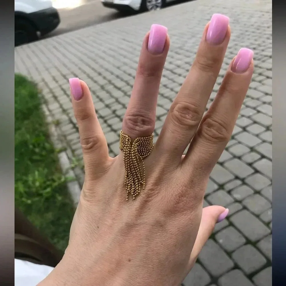 Anthropologie Tassel Stainless Steel Waterproof Resizable Ring